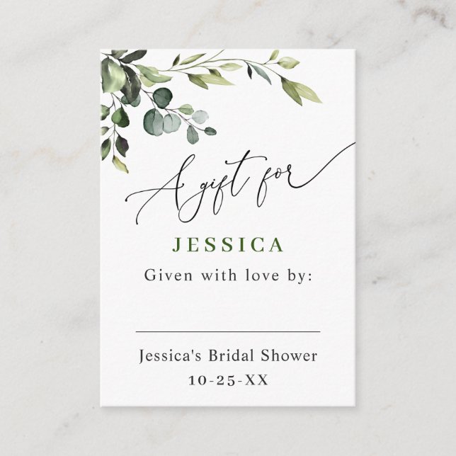 Elegant Eucalyptus Visning Watercolor Shower Tilläggskort (Framsida)