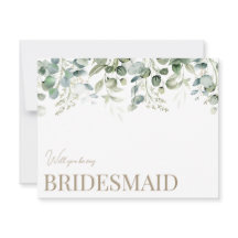 Elegant Eucalyptus Vit Bridesmaid Frieri kort