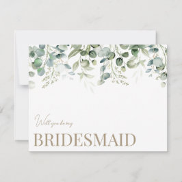 Elegant Eucalyptus Vit Bridesmaid Frieri kort