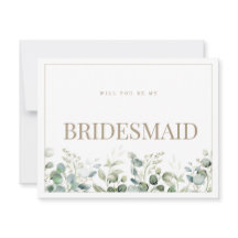 Elegant Eucalyptus Vit Bridesmaid Frieri kort
