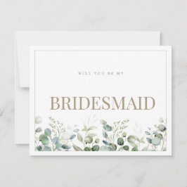 Elegant Eucalyptus Vit Bridesmaid Frieri kort