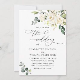 Elegant Eucalyptus Vit ros Greenery Bröllop Inbjudningar