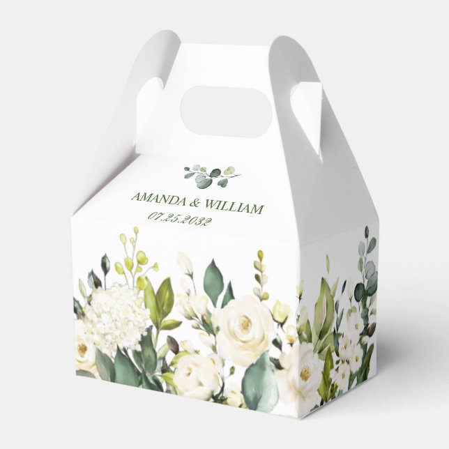 Elegant Eucalyptus Vit ros Greenery Bröllop Presentaskar (Framsidan Sidan)