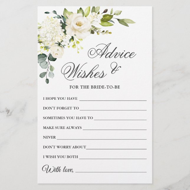 Elegant Eucalyptus Vit ros Önskemål & Adapter (Framsida)