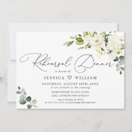 Elegant Eucalyptus Vit ros REHEARSAL DINNER Inbjudningar