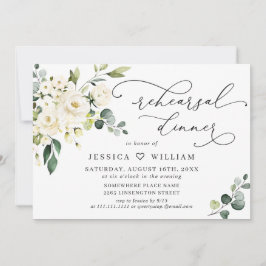 Elegant Eucalyptus Vit ros REHEARSAL DINNER Inbjudningar