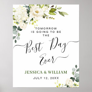 Elegant Eucalyptus Vit ros Rehearsal Dinner Poster