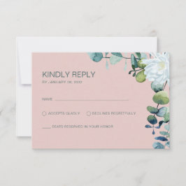 Elegant eucalyptus vita blommor chic bröllop OSA kort