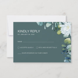 Elegant eucalyptus vita blommor chic bröllop OSA kort