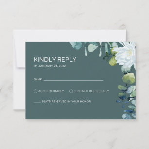 Elegant eucalyptus vita blommor chic bröllop OSA kort