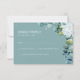 Elegant eucalyptus vita blommor chic bröllop OSA kort