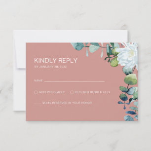 Elegant eucalyptus vita blommor chic bröllop OSA kort