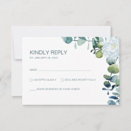 Elegant eucalyptus vita blommor chic bröllop OSA kort