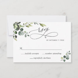 Elegant Eucalyptus Watercolor Blommigt Bröllop OSA Kort
