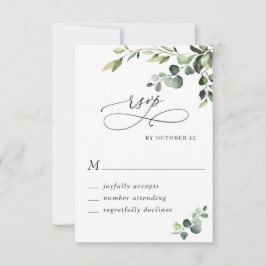 Elegant Eucalyptus Watercolor Blommigt Bröllop OSA Kort