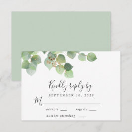 Elegant Eucalyptus Watercolor Bröllop OSA Kort