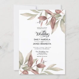 Elegant Eucalyptus Watercolor Budget Bröllop Inbjudningar