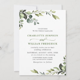 Elegant Eucalyptus Watercolor Greenery Bröllop Inbjudningar