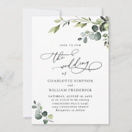 Elegant Eucalyptus Watercolor Greenery Bröllop Inbjudningar