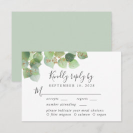 Elegant Eucalyptus Watercolor Meal Choice Bröllop OSA Kort
