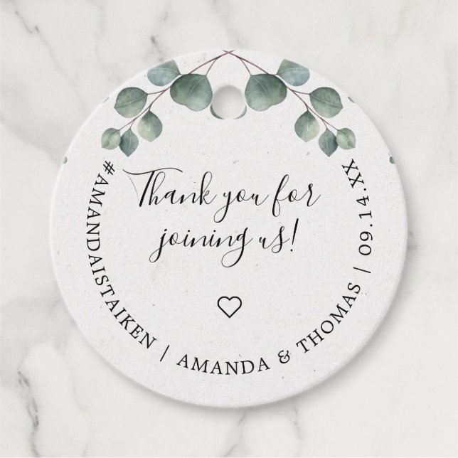 Elegant Eucalyptus Watercolor Monogram Gåvor Etiketter (Framsida)