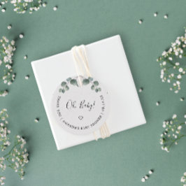 Elegant Eucalyptus Watercolor OH BABY SHOWER Gåvor Etiketter