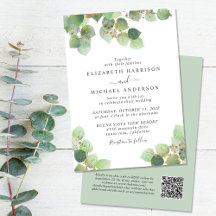 Elegant Eucalyptus Watercolor QR Code Bröllop