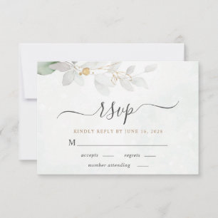 Elegant Eucalyptus Watercolor Sage Grönt Bröllop OSA Kort