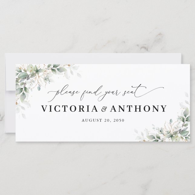 Elegant Eucalyptus Wedding Head Table Sign (Framsida)
