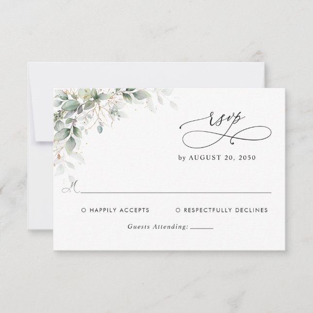 Elegant Eucalyptus Wedding RSVP Card OSA Kort (Framsida)