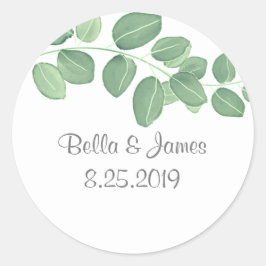 Elegant Eucalyptus Wedding Stickers Runt Klistermärke