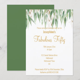 ELEGANT EUCALYPTUS WHITE GULD ANPASSNINGSBAR INBJU INBJUDNINGAR