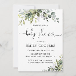 Elegant Eukalyptus Baby Shower Inbjudan