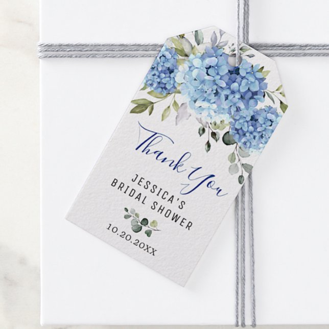Elegant Eukalyptus Blå Hortensia Förmån Tack Presentetikett (Skapare uppladdad)