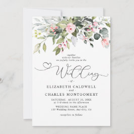 Elegant Eukalyptus Blommig Grönska Script Bröllop Inbjudningar