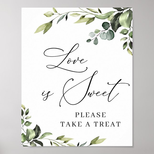 Elegant Eukalyptus Blommig Kärlek är Söt Bröllop Poster (Framsidan)