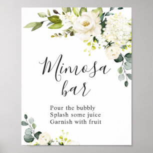 Elegant Eukalyptus Blommig Mimosa Bar Bröllopsskyl Poster