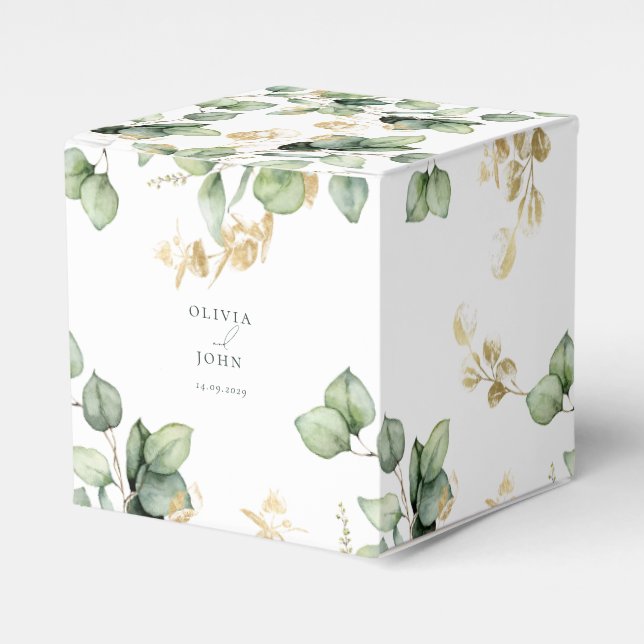Elegant Eukalyptus Bröllop Presentaskar (Framsidan Sidan)