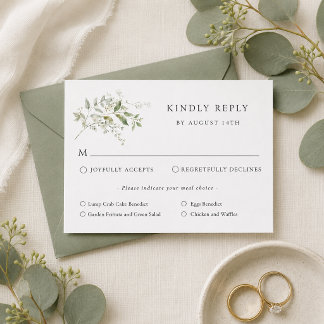 Elegant Eukalyptus Bröllops RSVP Med Måltid Val Tilläggskort