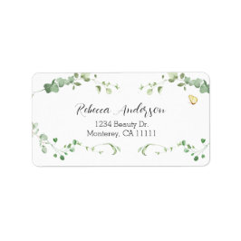 Elegant Eukalyptus Bröllopsgrönska Adressetikett