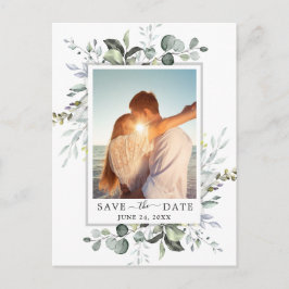 Elegant Eukalyptus FOTO Bröllop Spara datum Meddelande Vykort