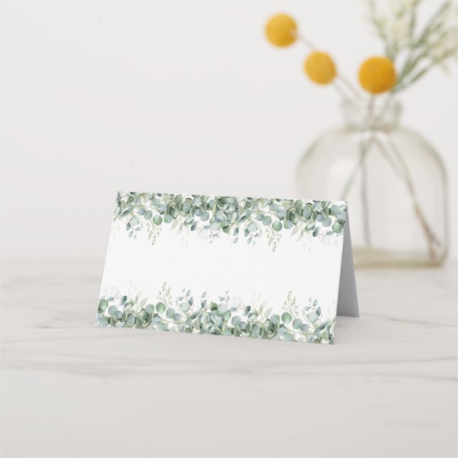 Elegant Eukalyptus Grönska Bröllop Placeringskort (Framsida)