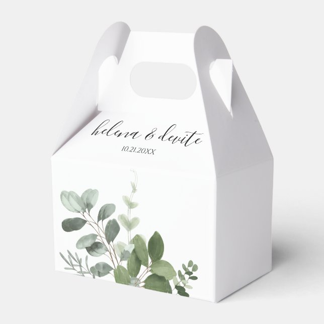 Elegant Eukalyptus grönska bröllop Presentaskar (Framsidan Sidan)