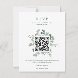 Elegant Eukalyptus Grönska Bröllop QR-kod RSVP Inbjudningar