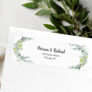 Elegant Eukalyptus Grönska Bröllop Returadress Etikett