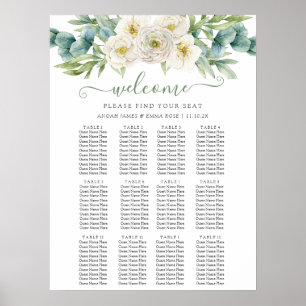 Elegant Eukalyptus Grönska Bröllops Sittplatskarta Poster