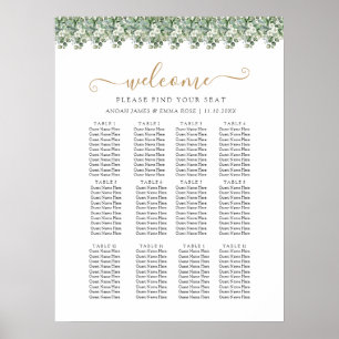 Elegant Eukalyptus Grönska Bröllops Sittplatskarta Poster