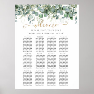 Elegant Eukalyptus Grönska Bröllopsställningsdiagr Poster