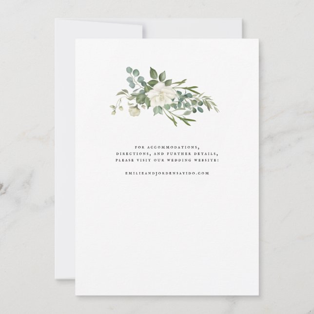 Elegant Eukalyptus Grönska Watercolor Bröllop Inbjudningar (Baksida)