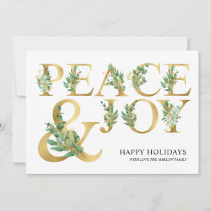 Elegant Eukalyptus Guld Fred och Glädje Familjefot Julkort